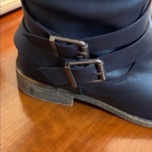 Just Fab Dark Navy Blue Winter Boots with sweater Trim Wide calf size 9 - Picture 2 of 10